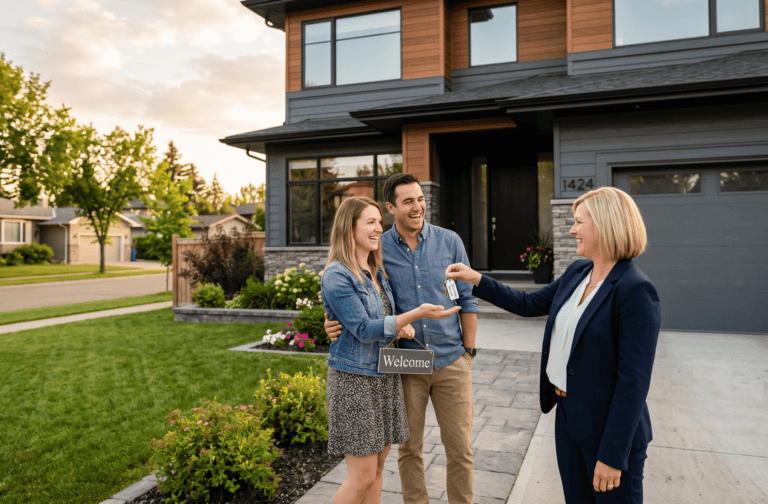 Edmonton home for sale with keys being handed over on possession day