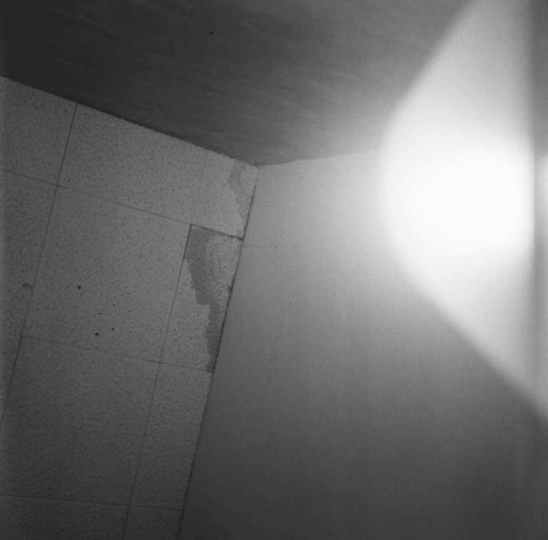 Water stains along the base of a finished Edmonton basement wall