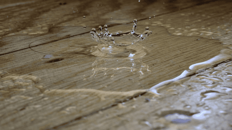Water-stained ceiling and wall in an Edmonton home being prepared for sale