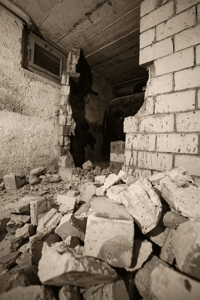 Foundation crack on an Edmonton home being inspected before selling a house with foundation issues